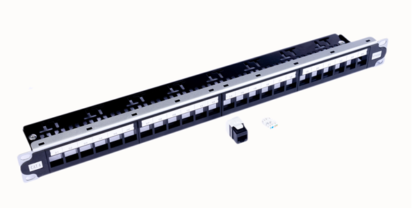 1U, CAT6, UTP, Modular Patch Panel 24 Port, Loaded with PD Modules-img-1